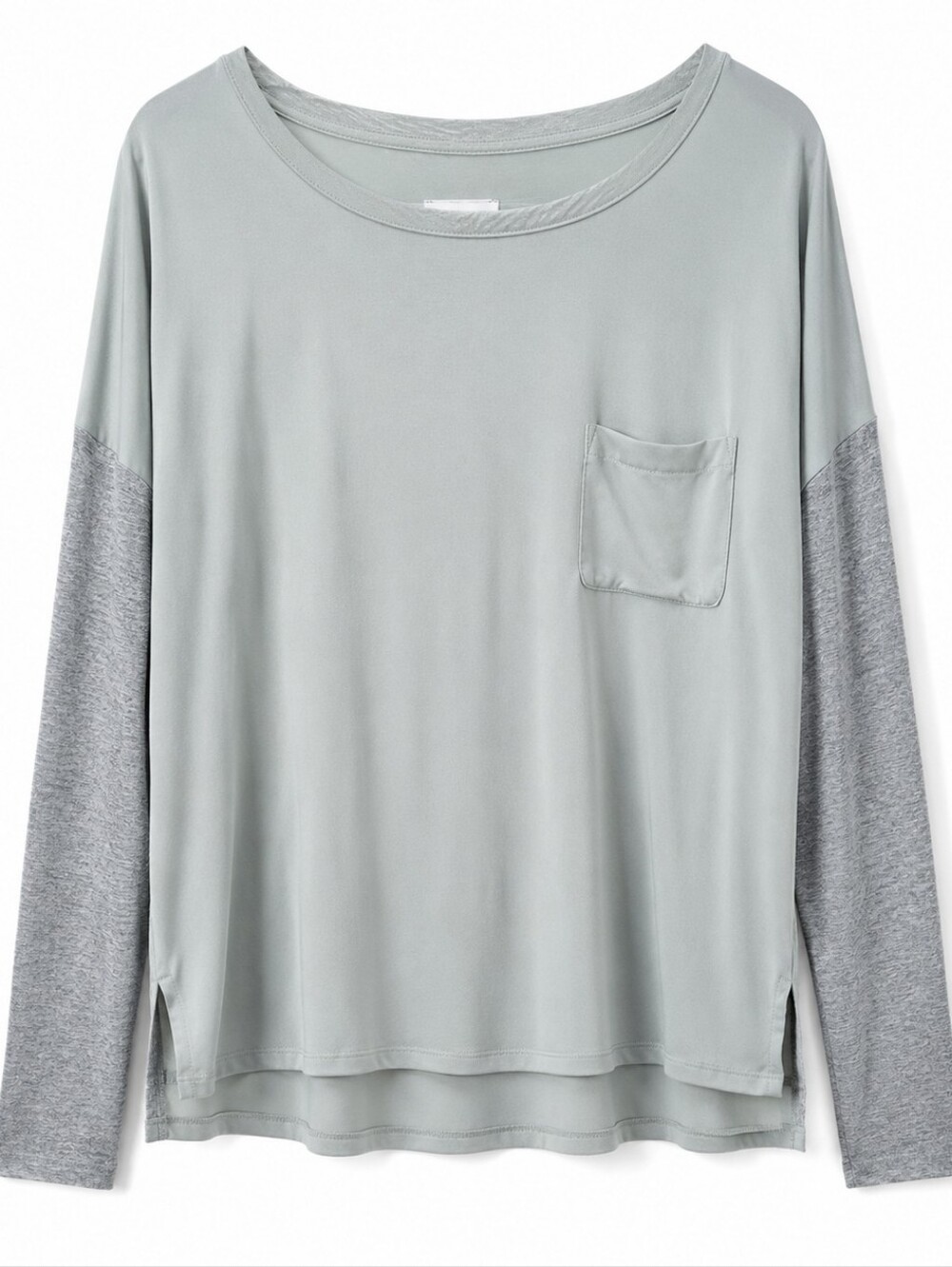 Lou & Grey Women's Long Sleeve Pocket Top Blouse Light Sage Green Size S
